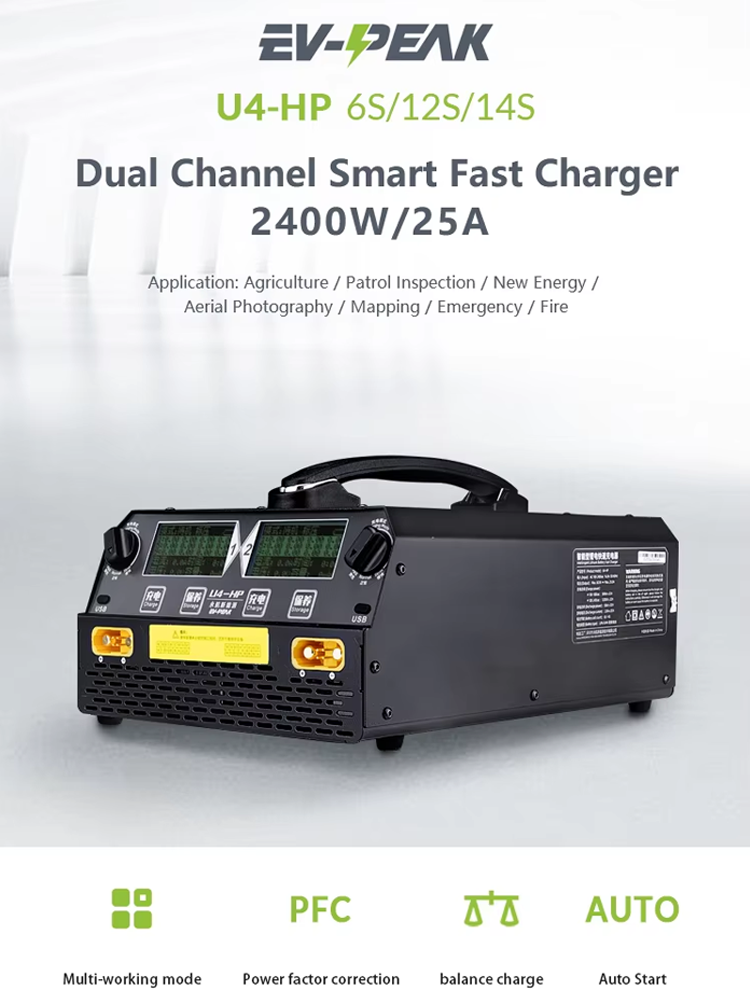 EV-PEAK U4-HP 2400W 25A Dwukan – Drone Battery Balance Charger recenzja i cena